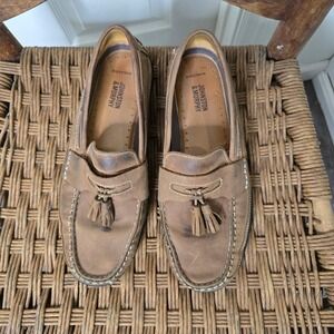 Men's Johnston Murphy‎ sheepskin tassel brown loafers 9M